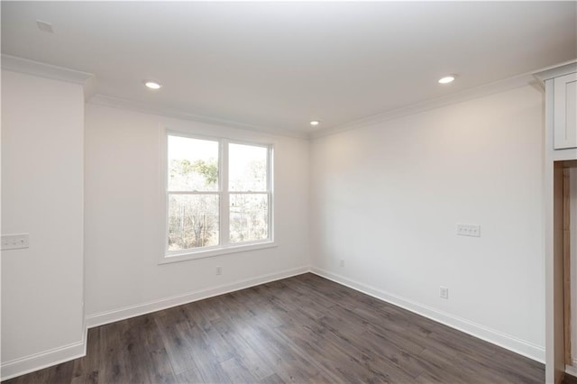 816 Dodd Trl S Unit 172, Buford, GA 30518 - spare room with ornamental molding, baseboards, dark wood-style flooring, and recessed lighting