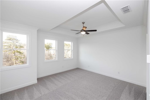 816 Dodd Trl S Unit 172, Buford, GA 30518 - carpeted empty room with a raised ceiling, crown molding, a ceiling fan, and baseboards
