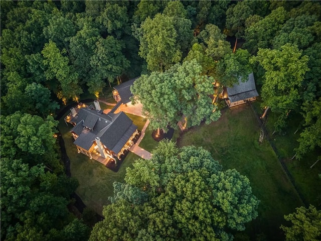 aerial view with a forest view