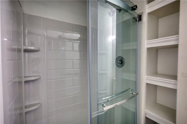 bathroom featuring a stall shower
