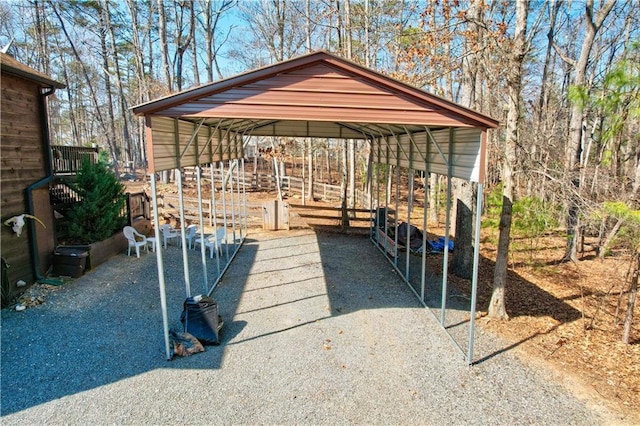 exterior space with a carport