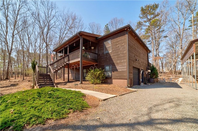 exterior space with a garage