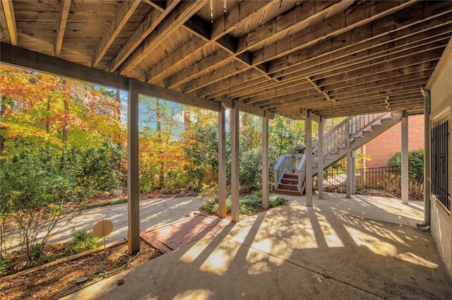 view of patio / terrace with stairway