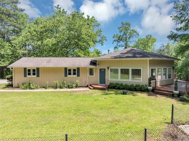 view of front of house featuring a wooden deck