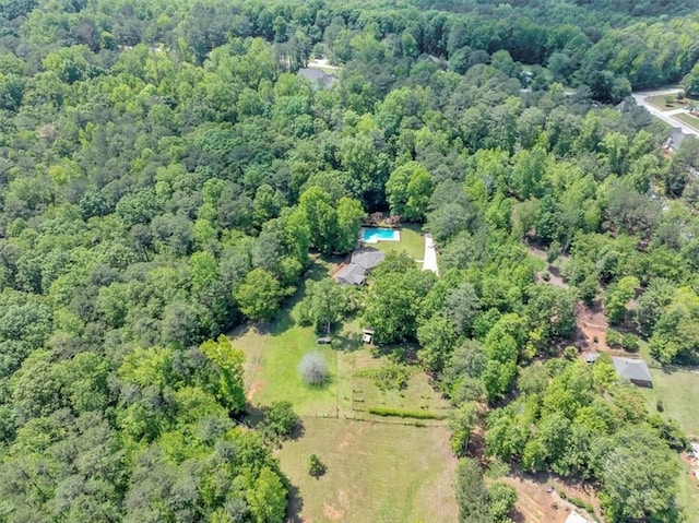 aerial view of a heavily wooded area