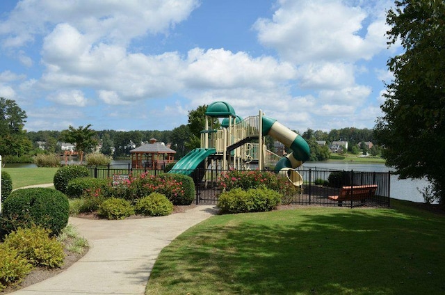 view of play area with a lawn