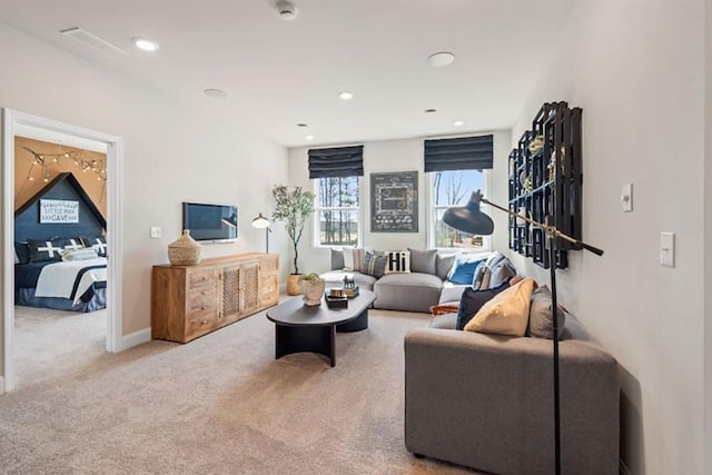 living room featuring carpet floors