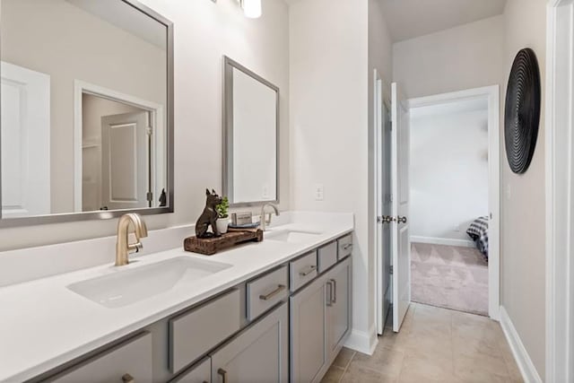 1446 Auburn Glen Rd, Dacula, GA 30019 - full bathroom with baseboards, double vanity, and tile patterned flooring