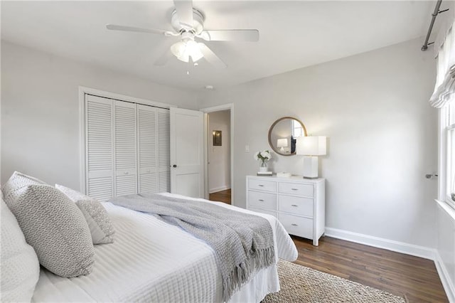 1631 Dresden Dr NE, Brookhaven, GA 30319 - bedroom with a closet, dark wood finished floors, and a ceiling fan