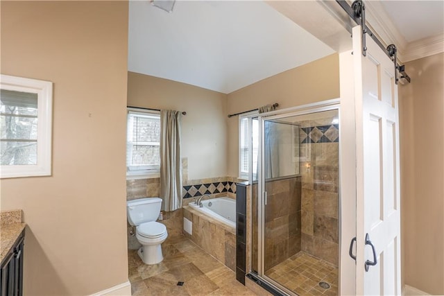 1137 Fortress Ave SW, Atlanta, GA 30315 - bathroom featuring a garden tub, toilet, a stall shower, and vanity