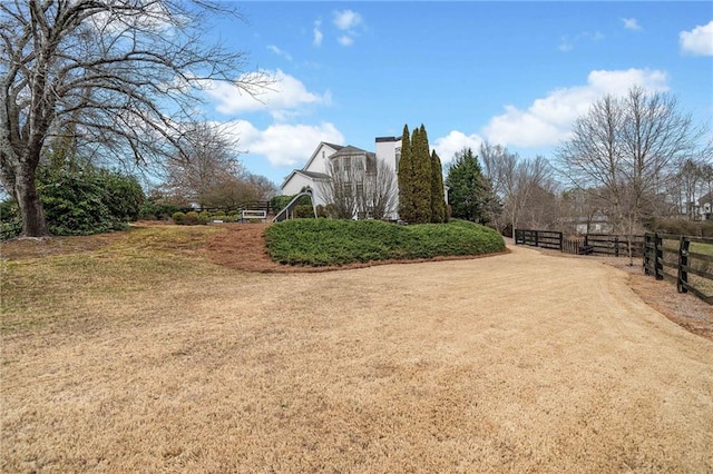 view of yard featuring fence