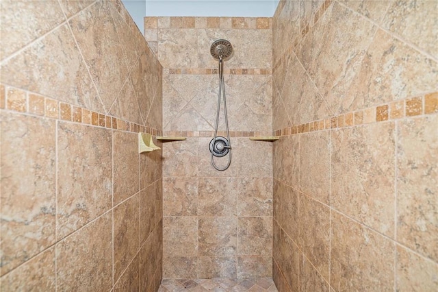 interior details featuring tiled shower