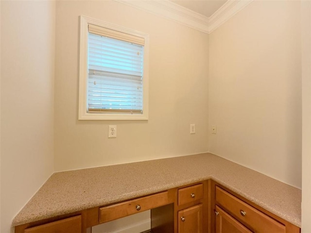 750 Summerstone Ln, Lawrenceville, GA 30044 - unfurnished office with crown molding and built in desk