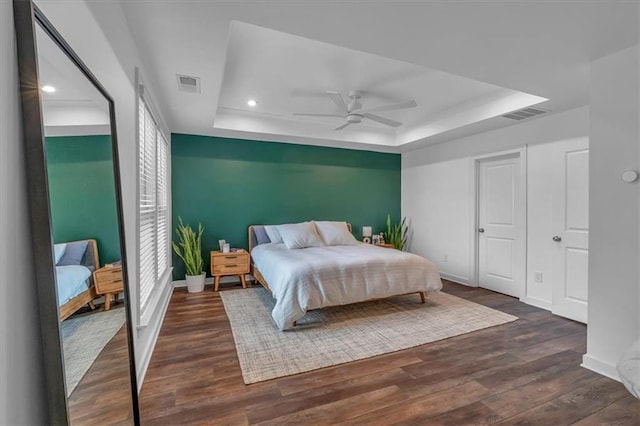 2066 Patterson Park Rd, Decatur, GA 30033 - bedroom with a raised ceiling, wood finished floors, baseboards, and recessed lighting