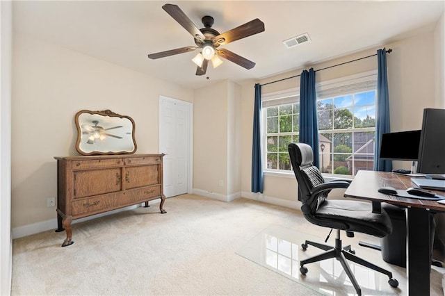 525 Roland Manor Dr, Dacula, GA 30019 - carpeted office space featuring baseboards and ceiling fan