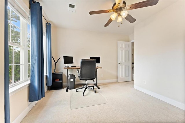 525 Roland Manor Dr, Dacula, GA 30019 - office area featuring healthy amount of natural light, carpet floors, and baseboards
