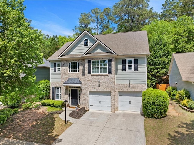 525 Roland Manor Dr, Dacula, GA 30019 - view of front of house featuring driveway, an attached garage, a shingled roof, and brick siding