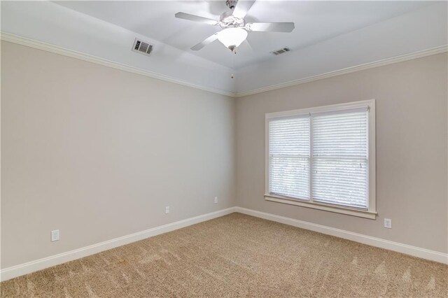 255 Beech Tree Holw, Sugar Hill, GA 30518 - unfurnished room featuring carpet floors, baseboards, a ceiling fan, and crown molding