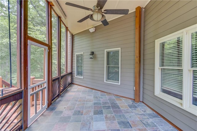 255 Beech Tree Holw, Sugar Hill, GA 30518 - unfurnished sunroom with ceiling fan and lofted ceiling