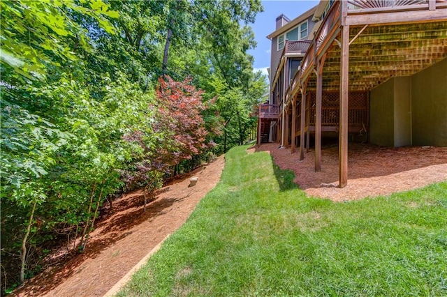 255 Beech Tree Holw, Sugar Hill, GA 30518 - view of grassy yard featuring a wooden deck and stairway