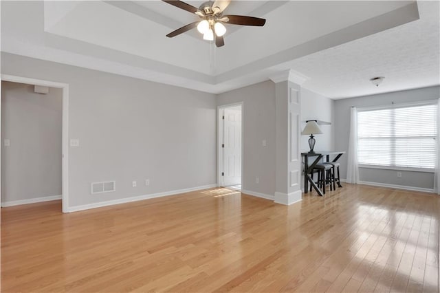 207 Amaranth Ct, Ball Ground, GA 30107 - spare room with a raised ceiling, a ceiling fan, and light wood-type flooring