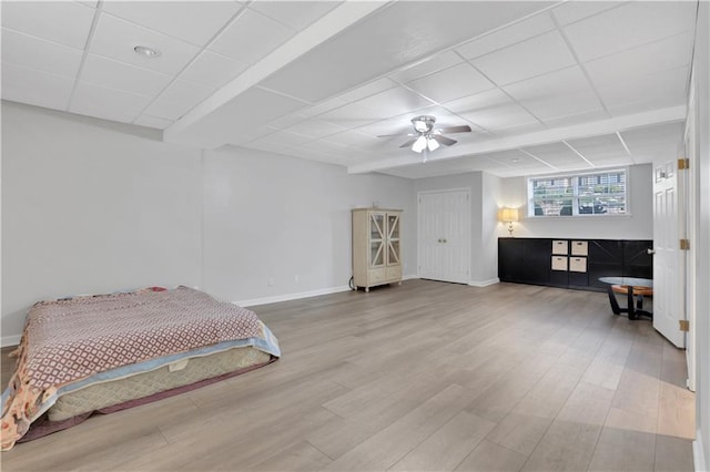 207 Amaranth Ct, Ball Ground, GA 30107 - bedroom featuring a drop ceiling, wood finished floors, and ceiling fan