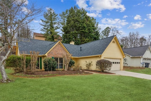 view of front of house featuring a garage and a front lawn