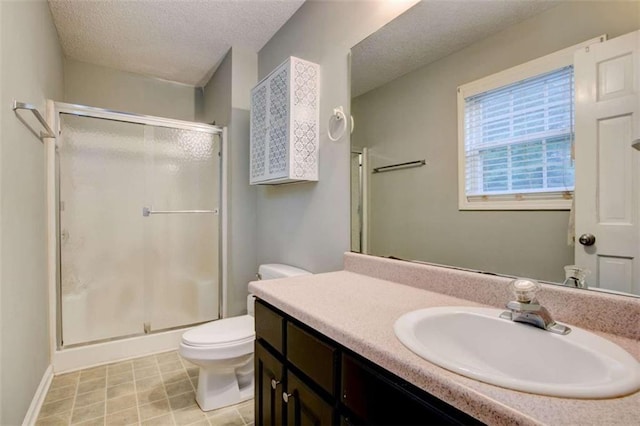1137 Eagles Nest Cir, Carrollton, GA 30116 - bathroom with vanity, a shower stall, and a textured ceiling