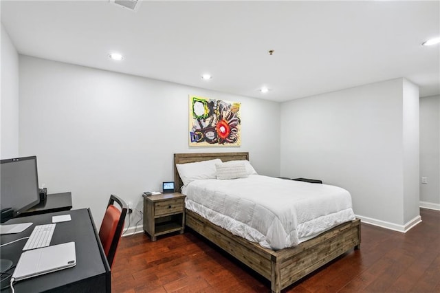 bedroom featuring recessed lighting, baseboards, and hardwood / wood-style flooring