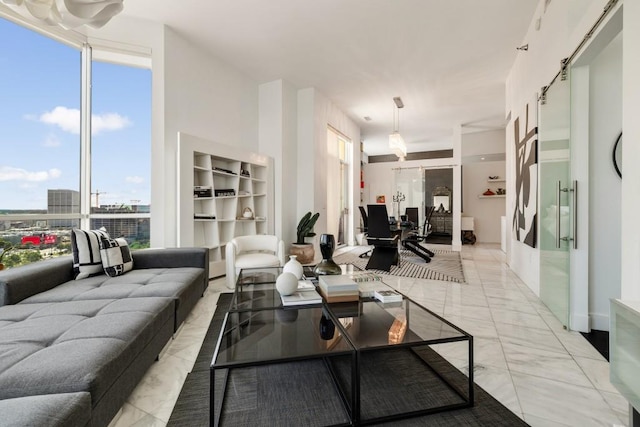285 Centennial Olympic Park Dr NW Unit Ph2-7, Atlanta, GA 30313 - living room with light marble finish flooring