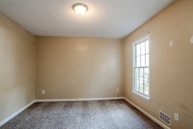 spare room with carpet flooring and a textured ceiling