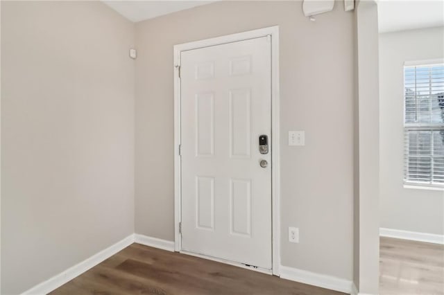 foyer entrance with hardwood / wood-style flooring