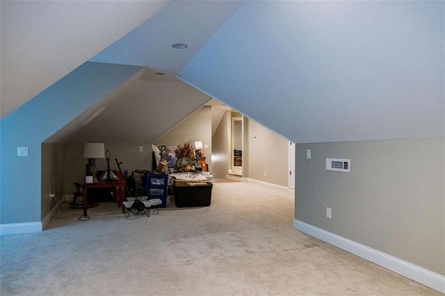 bonus room with carpet, baseboards, and lofted ceiling