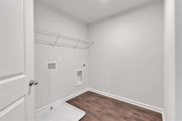 14 Grove Pointe Way SE, Cartersville, GA 30120 - washroom with laundry area, baseboards, dark wood-style flooring, hookup for a washing machine, and electric dryer hookup