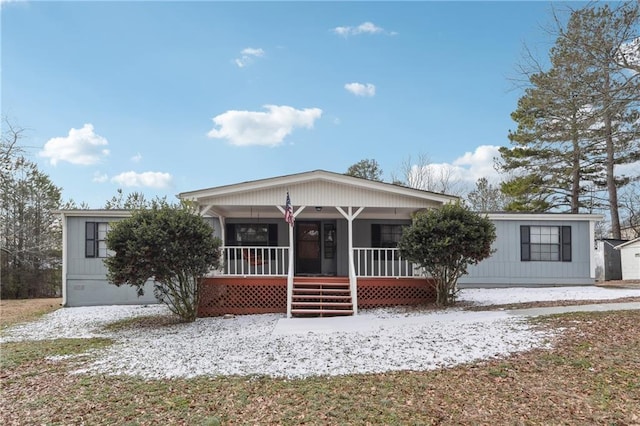 view of front of home featuring covered porch