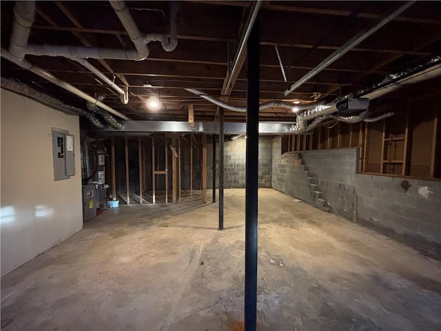 basement with electric panel