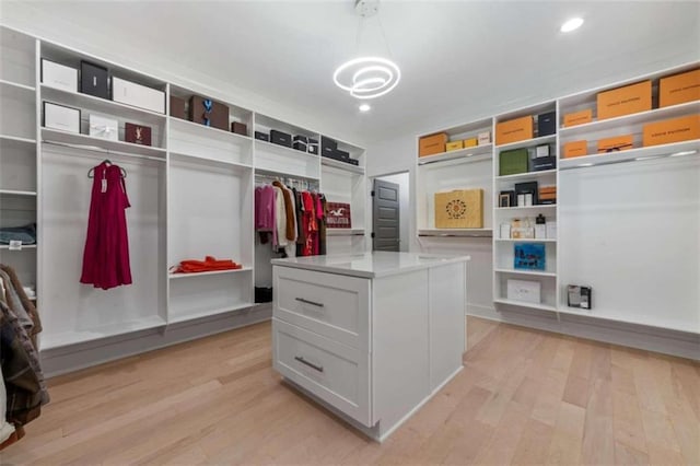 spacious closet with light wood-style floors