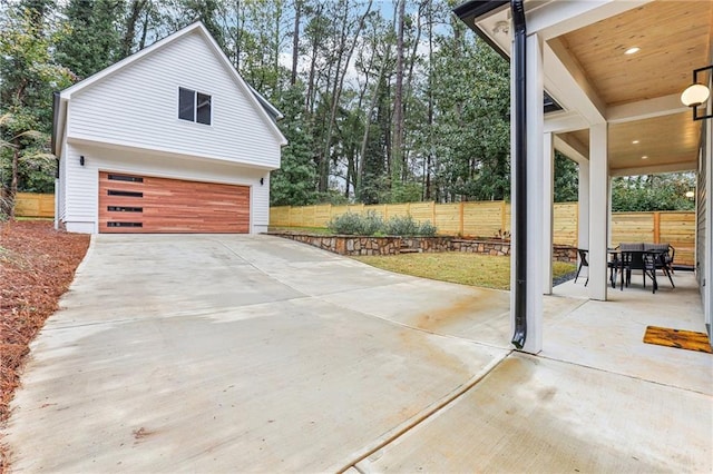 view of garage