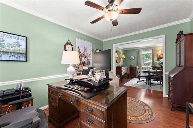 1083 Wash Lee Dr SW, Lilburn, GA 30047 - office space with ceiling fan, wood finished floors, and crown molding