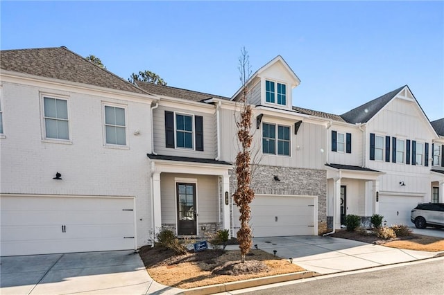 view of front of property with a garage