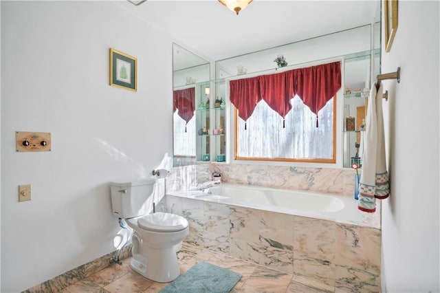 full bath with toilet and a bath