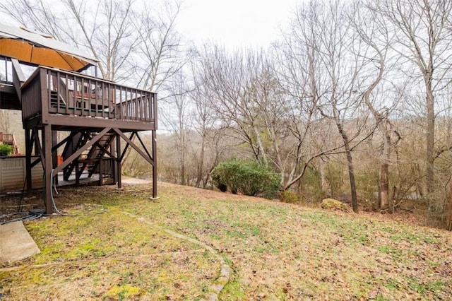 view of yard featuring a deck