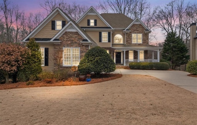 craftsman inspired home with covered porch