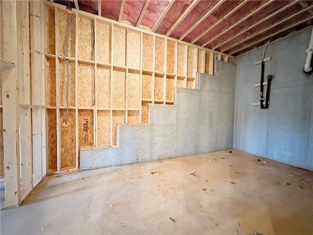 view of unfinished basement