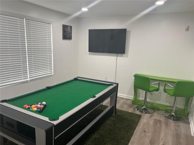 rec room featuring dark wood-type flooring and billiards