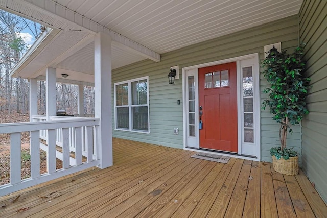 deck featuring covered porch