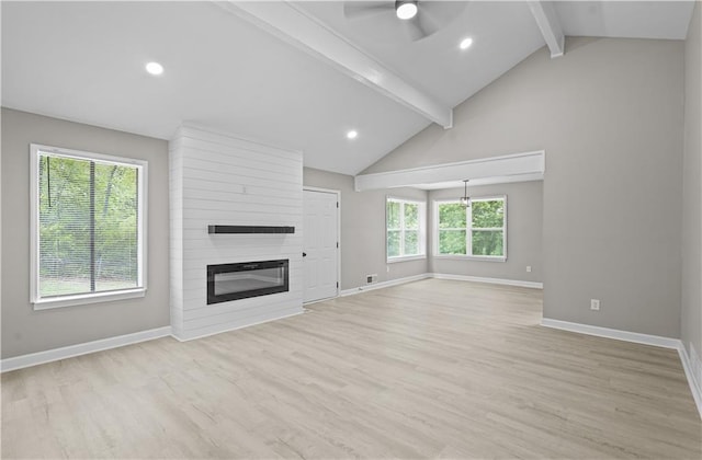 1819 Laurel Ridge Dr SW, Conyers, GA 30094 - unfurnished living room with ceiling fan, baseboards, light wood finished floors, and recessed lighting