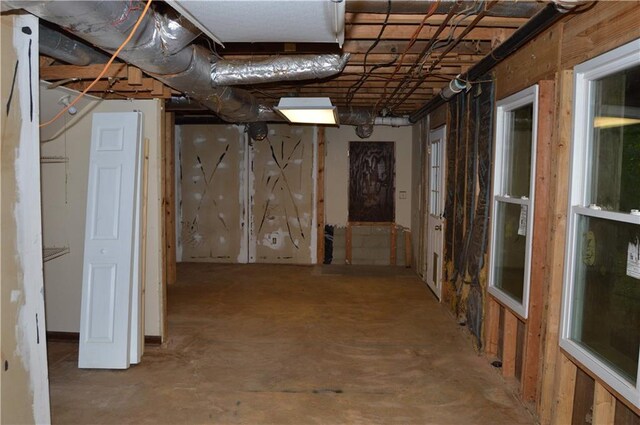 view of unfinished basement