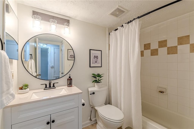 3135 Seven Pines Ct Unit 201, Atlanta, GA 30339 - bathroom with vanity, shower / bathtub combination with curtain, and a textured ceiling