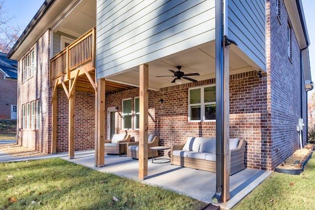 view of patio featuring outdoor lounge area and ceiling fan